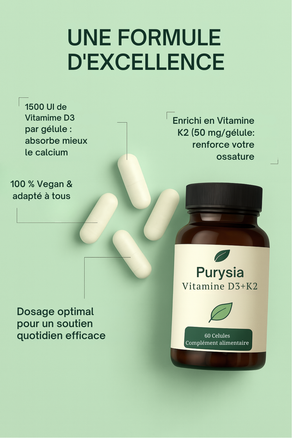 Vitamine D3 + K2 — (500 mg)